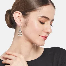 ATIBELLE Silver-Plated Contemporary Jhumkas image 5