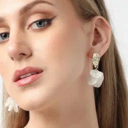 SOHI Gold Plated Contemporary Drop Earrings image 1