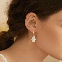EL REGALO Set Of 2 Stone Studded Contemporary Drop Earrings image 5