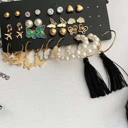 KARISHMA KREATIONS Set Of 17 Gold-Plated Contemporary Drop Earrings image 2