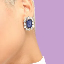 SOHI Gold-Plated Contemporary Studs Earrings image 1