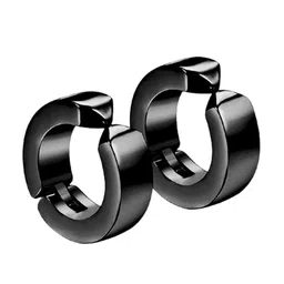 MEENAZ Black Contemporary Hoop Earrings image 5