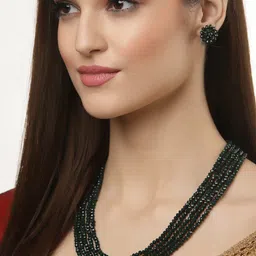 Arrabi Green Artificial Stones and Beads Jewellery Set image 2