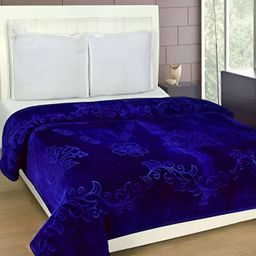 Comfowell Blue Floral Microfiber Mild Winter 500 GSM Double Bed Blanket-image-100