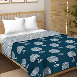 tundwal's Blue & White Floral AC Room Cotton 210 GSM Double Bed Dohar-picture-12