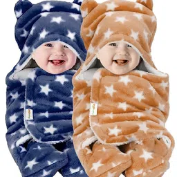 OyO Baby Blue 2 Pieces Fleece Mild Winter 553 GSM Single Bed Blankets-image-97