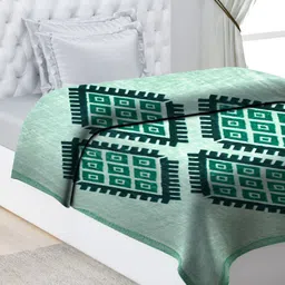 Monte Carlo Sea Green Geometric Heavy Winter Single Bed Blanket-picture-41