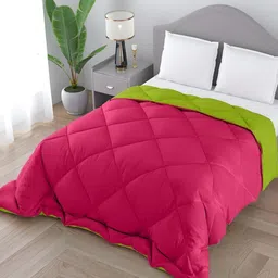 Comfowell Green & Pink Heavy Winter 233 GSM Single Bed Quilt-image-87