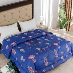 Comfowell Blue & Pink  Printed Heavy Winter 233 GSM Double Bed Quilt-picture-27
