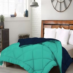 Comfowell Green & Navy Blue Heavy Winter 233 GSM Single Bed Quilt-picture-19