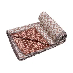 tundwal's Brown & Beige Floral Printed Reversible Cotton AC Room 210 GSM Single Bed Dohar-picture-15