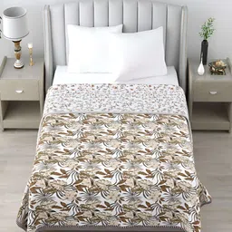 tundwal's Brown & Beige Floral AC Room Cotton 210 GSM Single Bed Dohar-picture-18