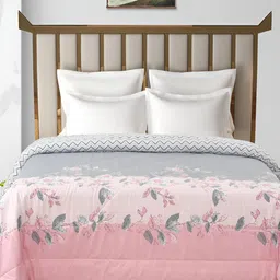 Florida Pink & Grey Printed Cotton Reversible AC Room 180 GSM Double Bed Comforter-picture-26