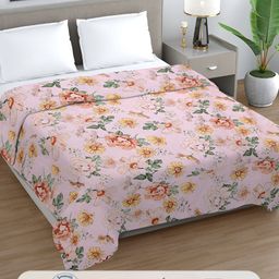 FABINALIV Green & Pink Floral Printed AC Room 350 GSM Double Bed Comforter-picture-15