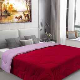 DREAM CARE Maroon & Pink Microfiber Reversible AC Room 450 GSM Single Bed Comforter-image-59