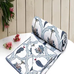 tundwal's Blue & White Floral AC Room 210 GSM Cotton Single Bed Dohar-picture-34
