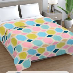 FABINALIV Green & Pink Geometric Printed AC Room 350 GSM Double Bed Comforter-picture-17