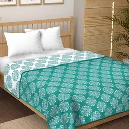 tundwal's Green & White Floral Printed Reversible Cotton AC Room 210 GSM Single Bed Dohar-picture-18