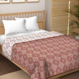 tundwal's White & Brown Floral AC Room Cotton 210 GSM Double Bed Dohar-picture-49