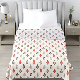 CHICERY Red & Blue Floral Cotton AC Room 210 GSM Double Bed Dohar-image-54