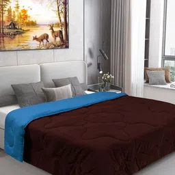 DREAM CARE Teal & Coffee Brown Microfiber Reversible AC Room 450 GSM Single Bed Comforter-image-89