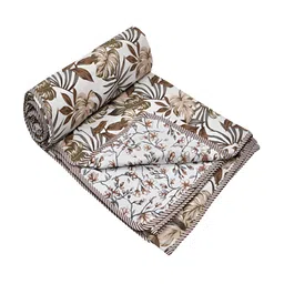 tundwal's Green & White Floral Printed AC Room Cotton 210 GSM Reversible Single Bed Dohar-picture-13