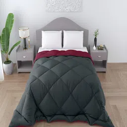 CHICERY Grey & Maroon Heavy Winter 300 GSM Single Bed Comforter-picture-11