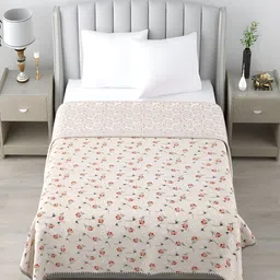 CHICERY Peach & Black Floral Cotton AC Room 210 GSM Single Bed Dohar-picture-38