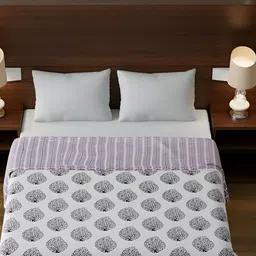Comfowell Purple & White Floral AC Room Double Bed Dohar-picture-35