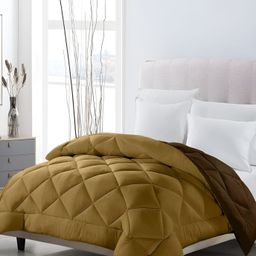 Comfowell Brown & Mustard Checked Heavy Winter 233 GSM Single Bed Quilt-image-42