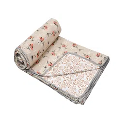 CHICERY Pink & Red Floral Cotton AC Room 210 GSM Single Bed Dohar-image-7