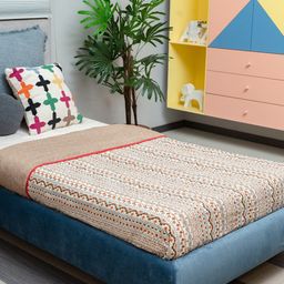URBAN SPACE Beige & Brown Geometric AC Room Single Bed Blanket-picture-20