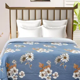 Florida Blue & White Printed Cotton Reversible AC Room 180 GSM Double Bed Comforter-image-14