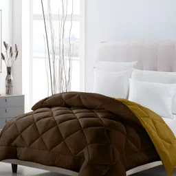 CHICERY Brown & Gold-Toned Microfiber 300 GSM Reversible Single Bed Comforter-picture-25
