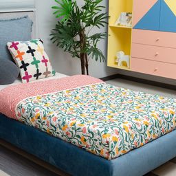 URBAN SPACE Kashmir White & Green Floral AC Room Single Bed Blanket-picture-15