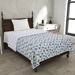 JAIPUR FABRIC Blue & White Floral Pure Cotton Mild Winter 120 GSM Single Bed Dohar-picture-34