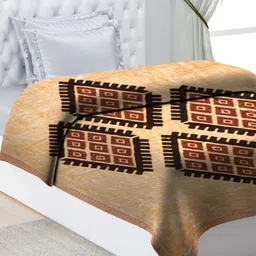 Monte Carlo Beige Geometric 3600 GSM Heavy Winter Single Bed Blanket-picture-26