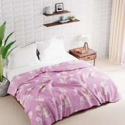 kopa BIANCA Pink & White Floral Microfiber AC Room Double Bed Quilt-picture-0