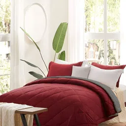 Comfowell Maroon & Grey Heavy Winter 233 GSM Double Bed Comforter image 2