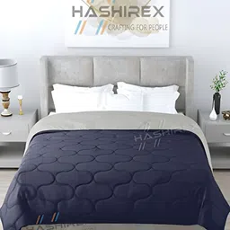 Comfowell Navy Blue & Grey Geometric Heavy Winter 233 GSM Single Bed Quilt image 4