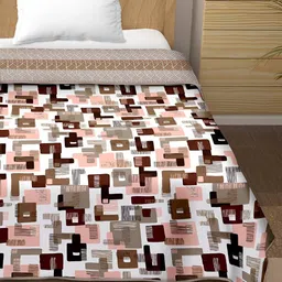tundwal's Khaki & White Geometric Printed AC Room 210 GSM Single Bed Dohar image 3