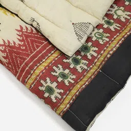 Ritu Kumar Beige & Maroon Ethnic Motifs Printed AC Room 110 GSM Single Bed Quilt image 2