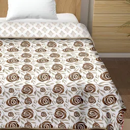 CHICERY Brown & Rose Floral 210 GSM Pure Cotton AC Room Single Bed Dohar image 2