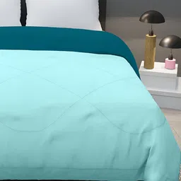 Comfowell Blue & Teal Geometric Reversible Heavy Winter 233 GSM Single Bed Comforter image 2