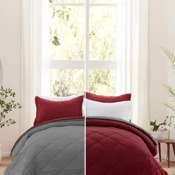 Comfowell Maroon & Grey Heavy Winter 233 GSM Double Bed Comforter image 4