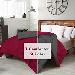 Comfowell Maroon & Grey Heavy Winter 233 GSM Double Bed Comforter image 5