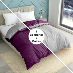 Comfowell Purple & Grey Geometric Reversible Heavy Winter 200 GSM Single Bed Comforter image 3