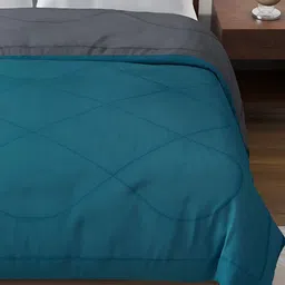 CHICERY Grey & Teal Microfiber Reversible Double Bed Comforter image 4
