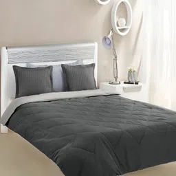 CHICERY Black & Grey Microfiber Reversible Double Bed Comforter image 2