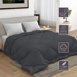 CHICERY Grey Microfiber 300 GSM Single Bed Reversible  Comforter image 2